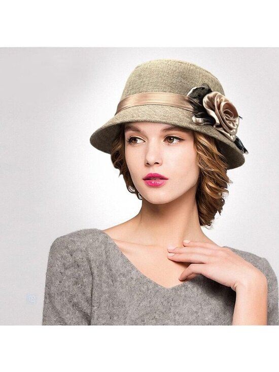 Glamorstar Vintage Felt Cloche Hat Winter Floral Fedora Bucket Hat Bowler Hats main image 4